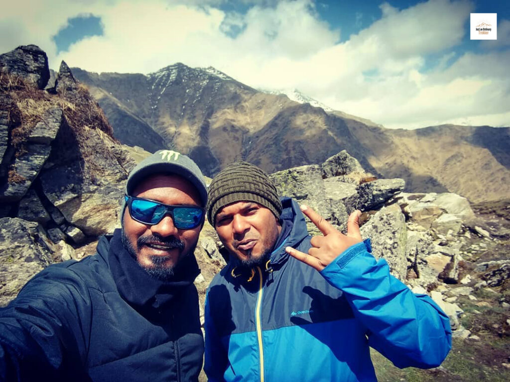 Fooling around with Vipul to kill some time in Pathar Nachuni during Roopkund Trek!