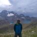Trekker standing between Gangabal and Nundkol Lakes at Zajibal Pass during Kashmir Great lakes Trek