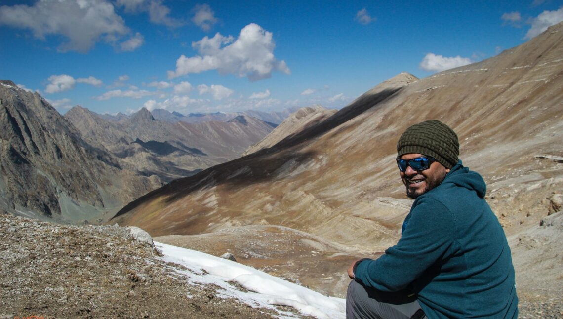 Sitting at the top of Gadsar Pass during Kashmir Great Lakes Trek!