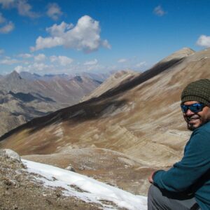 Sitting at the top of Gadsar Pass during Kashmir Great Lakes Trek!