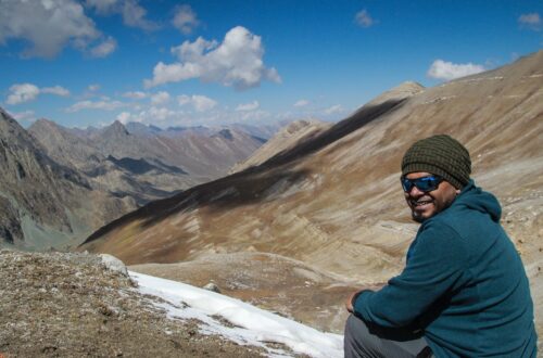 Sitting at the top of Gadsar Pass during Kashmir Great Lakes Trek!