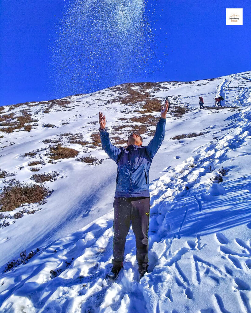 My friend Ashish having his Pehla Nasha moment while trying to get to Chandrashila!