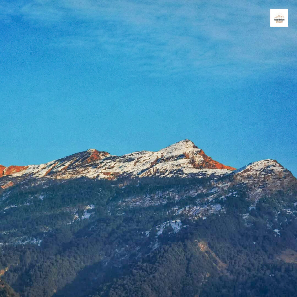Majestic view of the mystical Chandrashila from our hike to Deoria Tal!