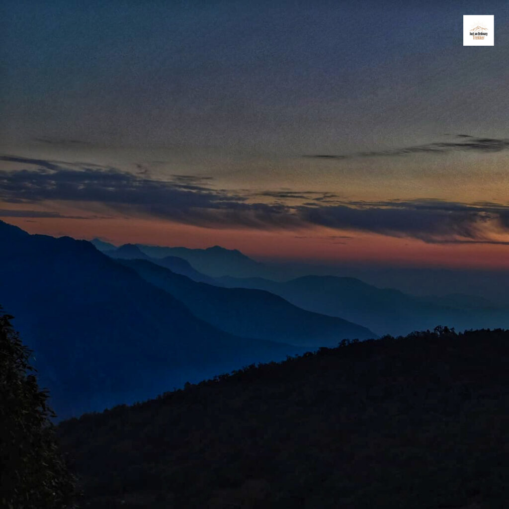 Where the sky and mountains are embraced by a stunning palette of colors — the breathtaking sunset at Deoria Tal!