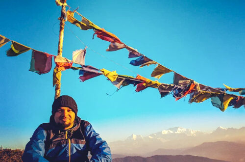 Sitting at Tumling with Sleeping Buddha in the background!