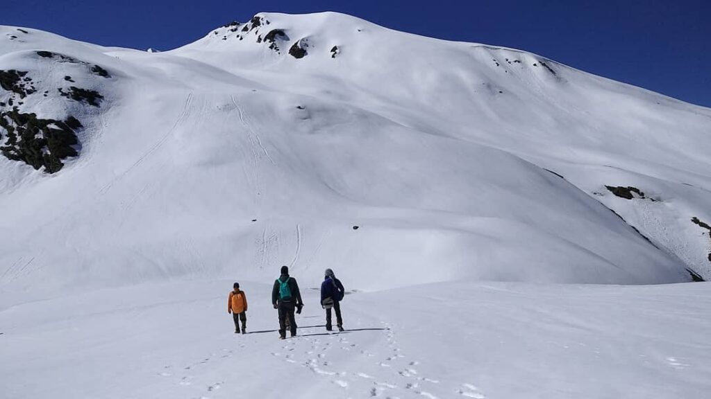 Climbing the toughest snowy trail during the Bhrigu Lake Trek!