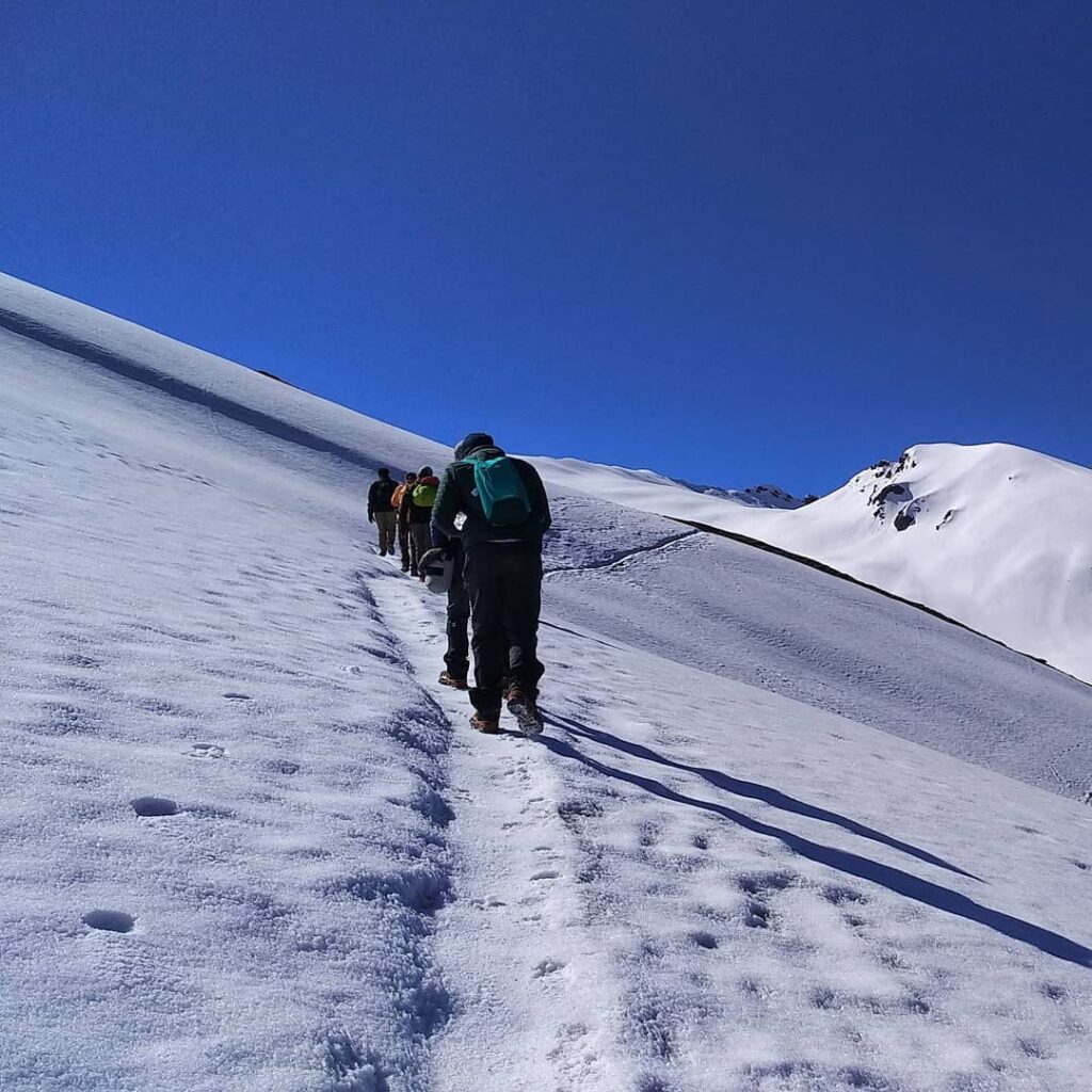 The snow trail begins to engulf us!